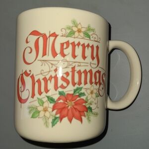 Vintage Hallmark 1986 Merry Christmas/Happy Holodays Cream Coffee Mug